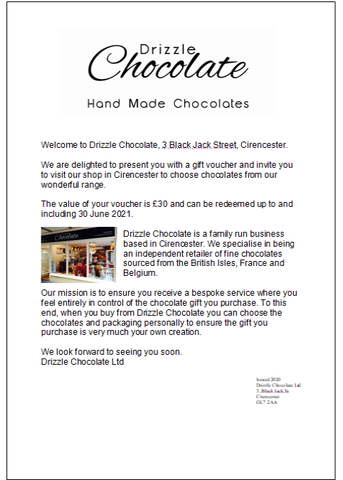 Voucher for Chocolate Gift
